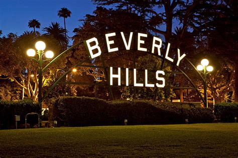 Beverly Hills Sign Night Stock Photos Pictures And Royalty Free Images