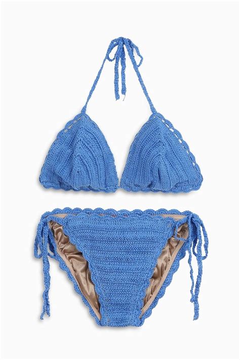 Anna Kosturova Crochet Triangle Bikini In Azure Modesens Triangle