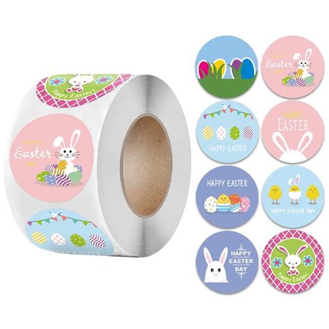 500pcsroll Easter Stickers For Kids Easter Bunny Stickers Easter Eggs