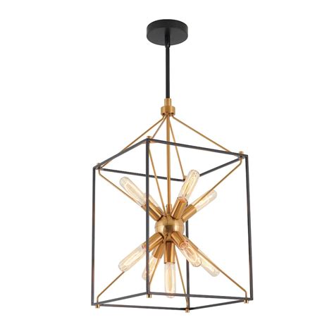 Artika Clyde 9 Light Matte Black And Gold Modern Industrial Dining Room