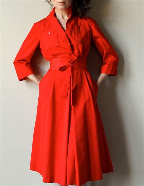 Lipstick Cherry Red Shirtwaist Dress Vintage By Factoryhandbook