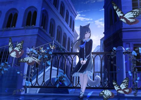Animal Ears Blue Blush Building Butterfly City Clouds Dress Flowers