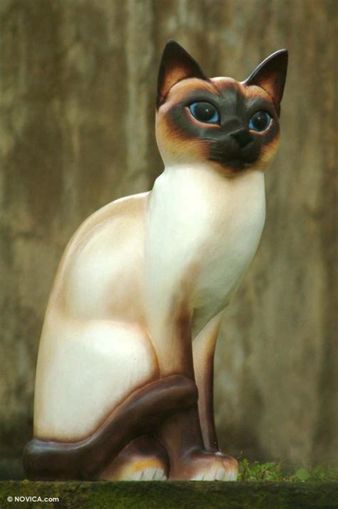 Wood Sculpture Siamese Cat Novica