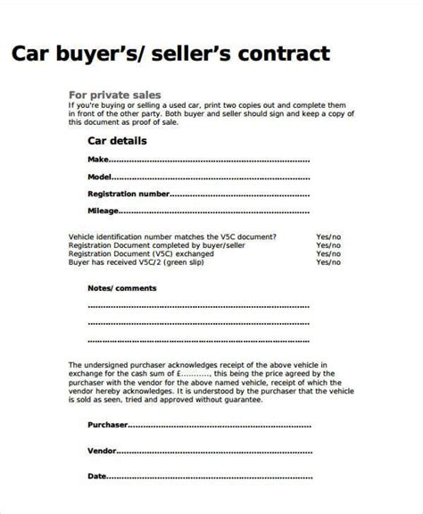Private Car Sale Contract Template PDF Ultimate Guide WPS PDF Blog