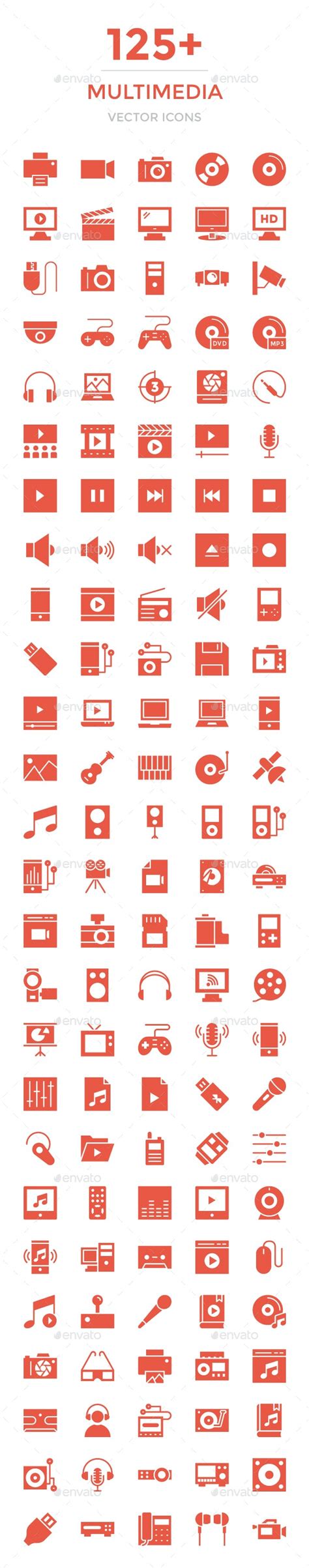 125 Multimedia Vector Icons By Vectorsmarket Graphicriver