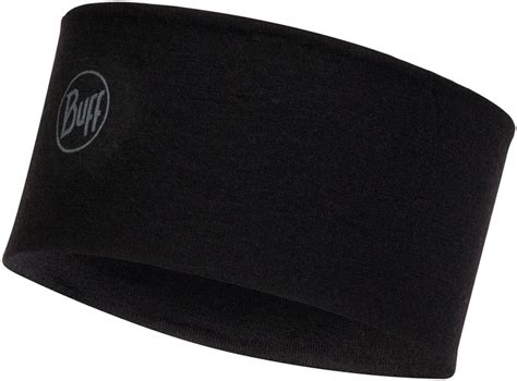 Buff 2l Midweight Merino Wool Headband Solid Black Casquettes Et