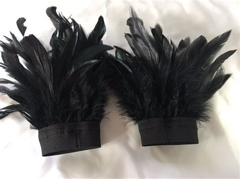 Handmade One Pair Black Feather Glove Festival Halloween Decor In
