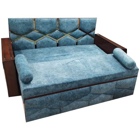 Blue And Brown 2 Seater Foam Sofa Cum Bed Wooden At Best Price In