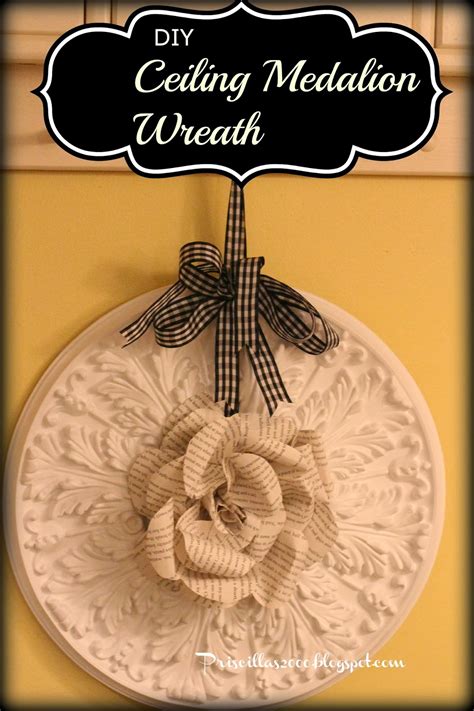 Priscillas Diy Ceiling Medallion Wreath With Book Page Rose