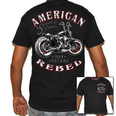 Biker Life Usa Mens American Rebel Biker T Shirt