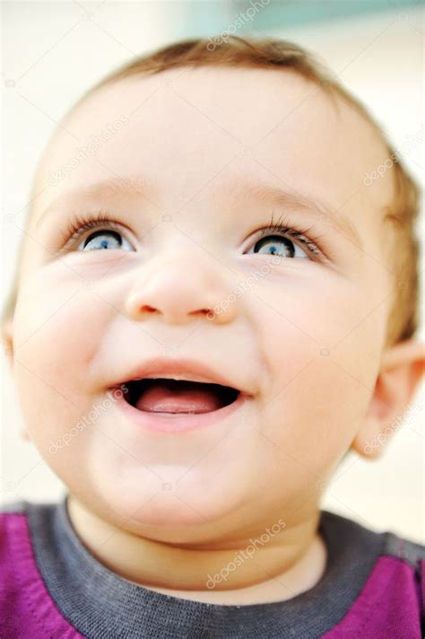 Adorable Gorgeous Baby Green Eyes Portrait Outdoor Stock Photo By