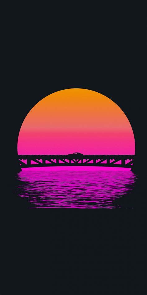 Download Wallpaper 1080x2160 Sunset Lake Bridge Minimal Honor 7x