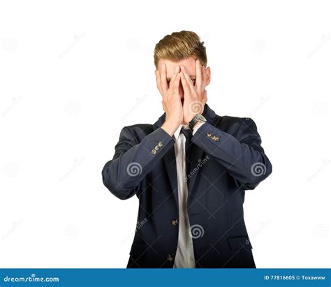 Young Businessman In Despair Covers His Face Stock Image Image Of