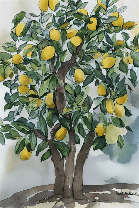 Watercolor Lemon Tree · Creative Fabrica