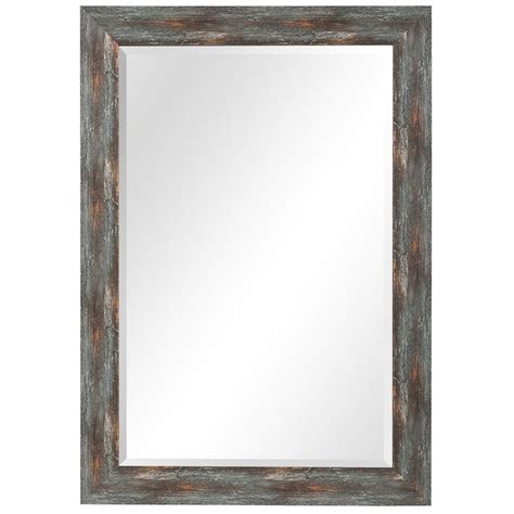Rustic Rectangular Wall Mirror In Antique Burnished Silver With Copper