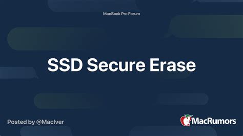 Ssd Secure Erase Macrumors Forums