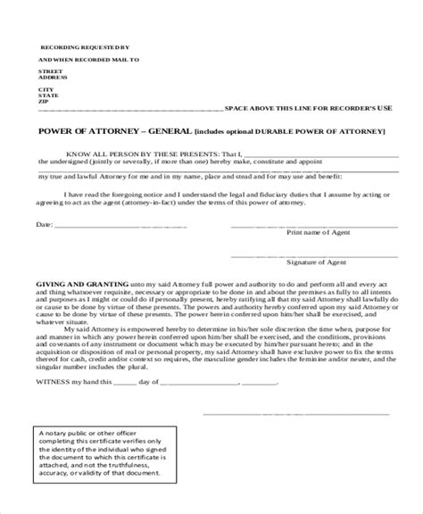Free Printable General Power Of Attorney Form Printable Templates