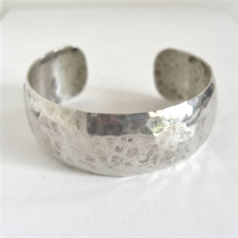 Vintage Hammered Sterling Silver Cuff Bracelet By Lucra On Etsy