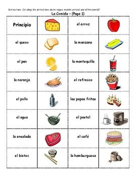 Scroll down to get your copy of la comida spanish food flashcards! Spanish Food Vocabulary Dominoes by Heidi Sheldon | TpT