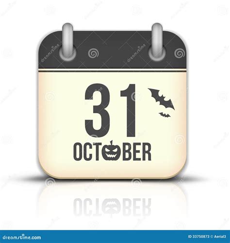 Halloween Calendar Icon With Reflection 31 Octobe Stock Photos Image