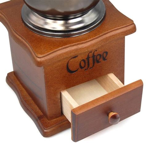 Hotkey Manual Vintage Bronze Coffee Grinder Household Retro Wood