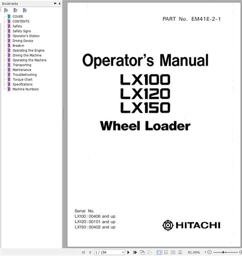 Hitachi Lx120 Operators Manual Em41e 2 1 Pdf
