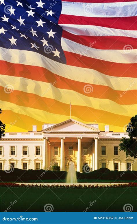 Digital Composite The White House With American Flag Stock Photo