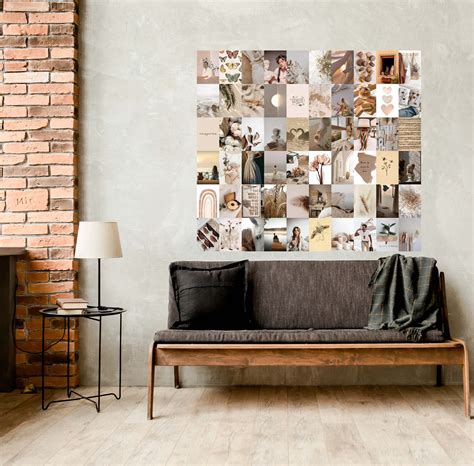 Boho wall collage kit Beige boujee aesthetic photo collage kit | Etsy