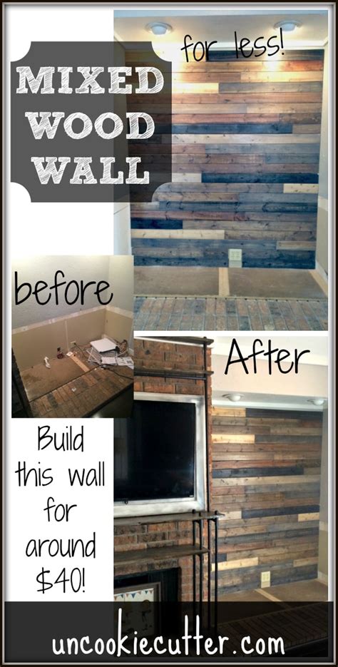 These wood accent walls are not only cheap but also easy to diy. Mixed Wood Wall - Easy & Cheap DIY - Uncookie Cutter