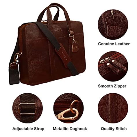Abys Genuine Leather Bombay Brown 14 Inch Office Laptop Bag For Men And