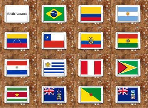 Flags Of South America Countries Stock Vector Illustration Of Outline