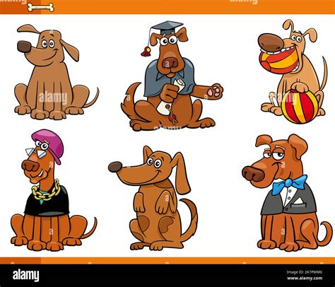 Cartoon Illustration Of Funny Dogs Or Puppies Comic Animal Characters