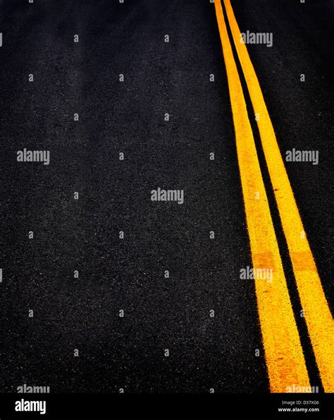 Road With Painted Double Yellow Lines Stock Photo Alamy