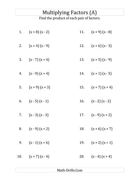 Add and simplify expressions by combining like terms. Multiplying Factors of Quadratic Expressions with x ...