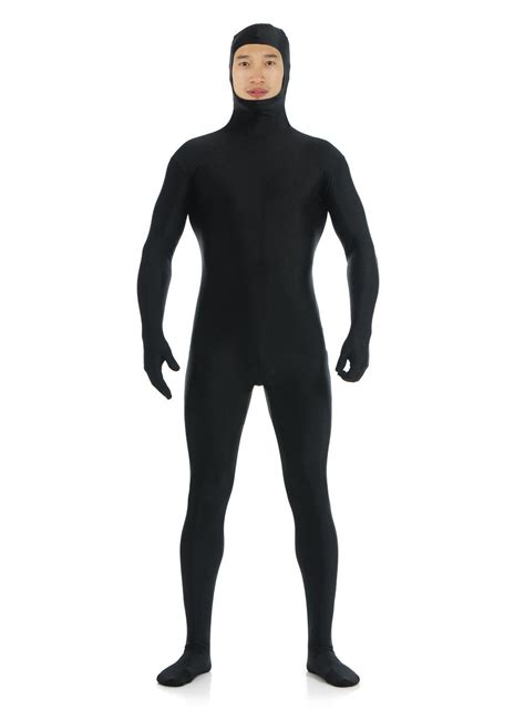 Justincostume Spandex Open Face Full Bodysuit Zentai Suit L Black