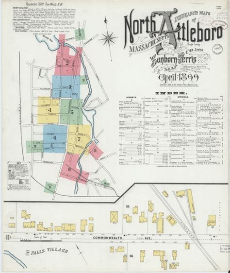 North Attleborough 1899 Old Map Massachusetts Fire Insurance Index