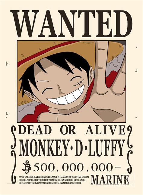 Bounty Luffy Wanted One Piece Mixed Media By Aditya Sena