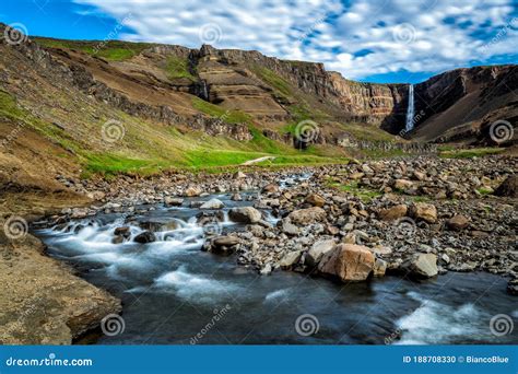 Beautiful Henoss Waterfall In Eastern Iceland Stock Photo Image Of