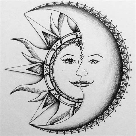 Sun And Moon Design Drawing