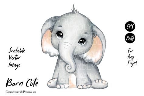 Super Cute Baby Elephant Graphic By Adlydigital · Creative Fabrica In