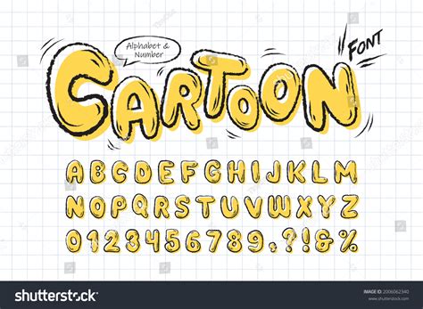 Cartoon Font Yellow Comic Doodle Alphabet Stock Vector Royalty Free