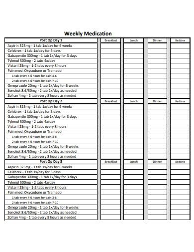 Free 10 Medication Chart Samples In Pdf Doc