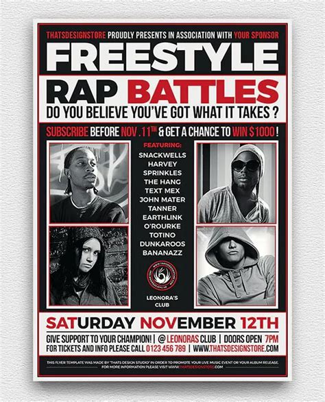 Freestyle Rap Battle Flyer Template Psd Download Freestyle Rap