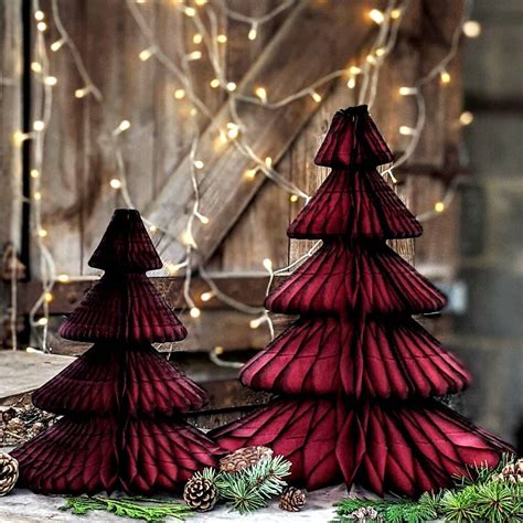 Maroon Honeycomb Paper Christmas Tree By The Danes