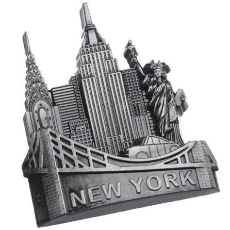New York Landmarks Souvenir Metal Fridge Magnet Brooklyn Bridge Nyc Cab