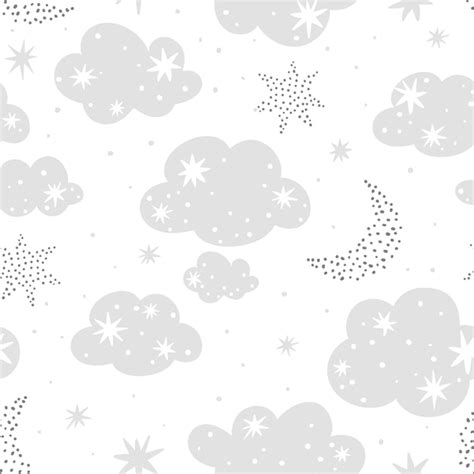 Premium Vector Seamless Pattern With Clouds Moons And Stars On A