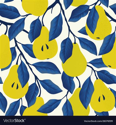 Seamless Pattern With Yellow Pear Fruit Royalty Free Vector