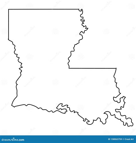 Louisiana Outline Map With Capitals Major Cities Digi