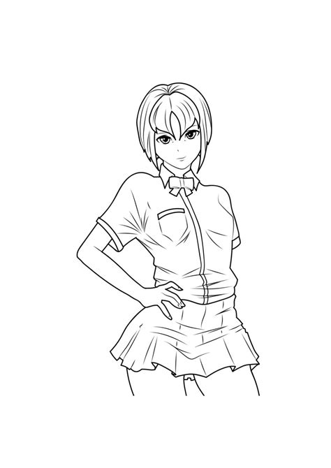 Hot Anime Girls Coloring Pages For Adults Free Printable Coloring