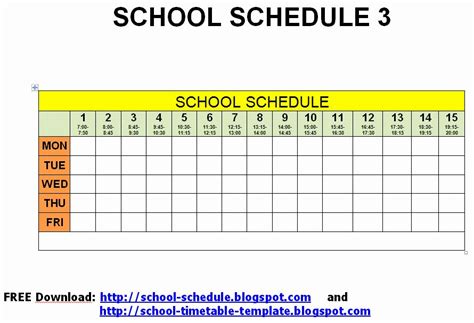 Middle School Schedule Template Unique Schedule For School Printable